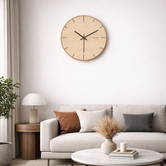 Horloge Murale Bois Naturel et Silencieuse