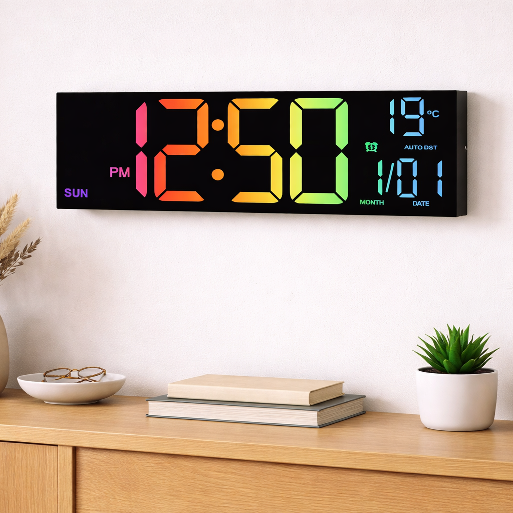 Horloge Murale Digitale LED – Grand Affichage