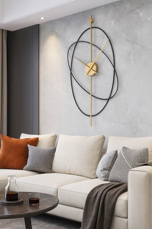 Horloge Murale Design Métal – Style Moderne avec Anneaux Décoratifs