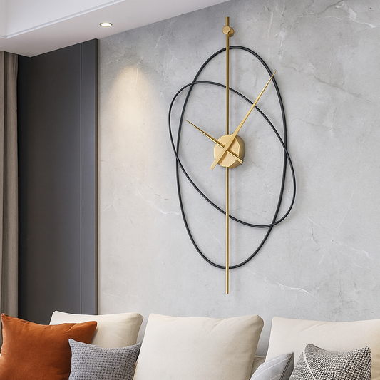 Horloge Murale Design Métal – Style Moderne avec Anneaux Décoratifs