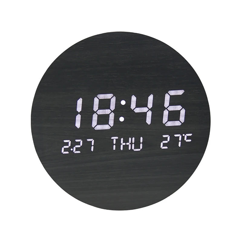 Horloge Murale digitale LED en Bois – Design Minimaliste