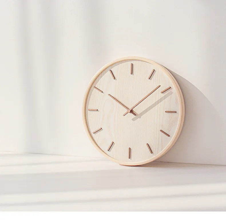 Horloge Murale silencieuse en Bois Naturel