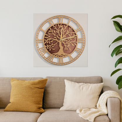 Horloge Murale Motif Arbre en Bois – Élégance Naturelle
