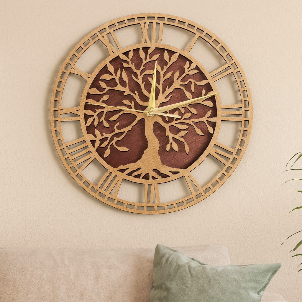 Horloge Murale Motif Arbre en Bois – Élégance Naturelle