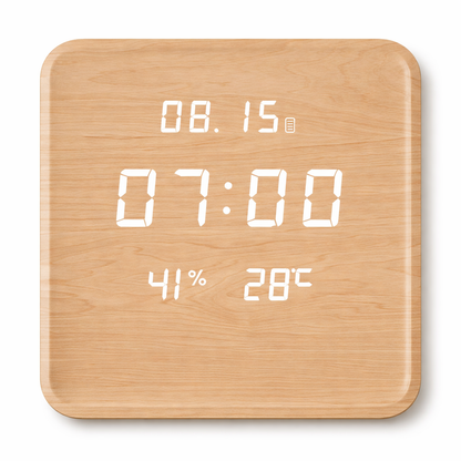 Horloge murale digitale en bois- Horloge numérique