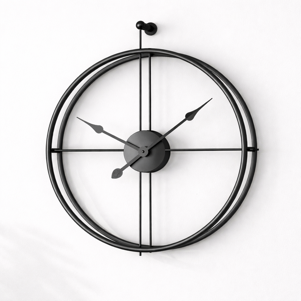 Grande Horloge Murale Design à Anneaux Sphériques