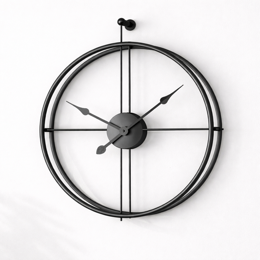 Grande Horloge Murale Design Luxe à Anneaux Sphériques