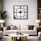 Grande Horloge Murale Miroir Carrée Design Moderne