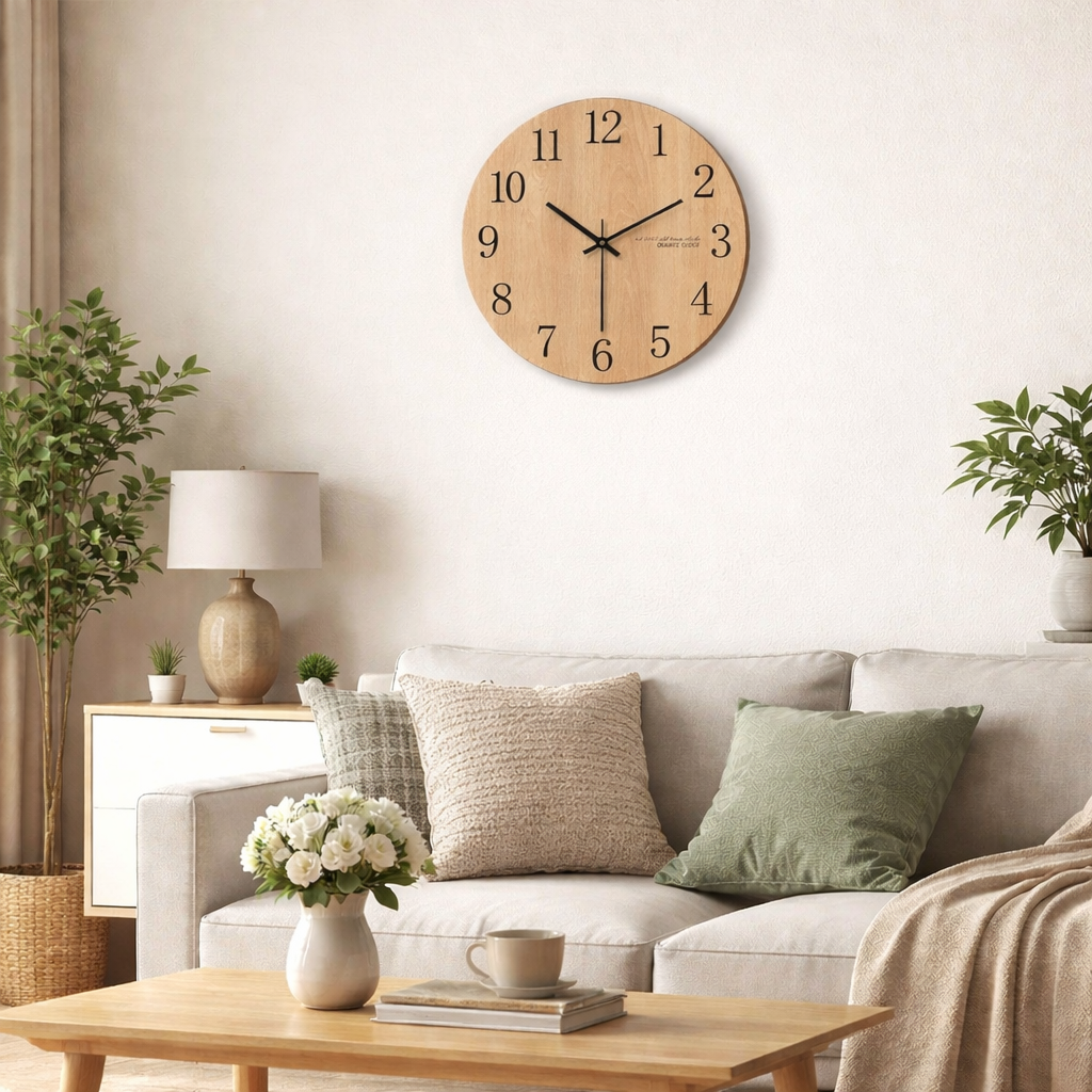 Horloge Murale Moderne en Bois Design Épuré
