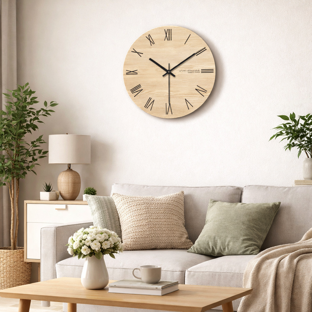 Horloge Murale Moderne en Bois Design Épuré