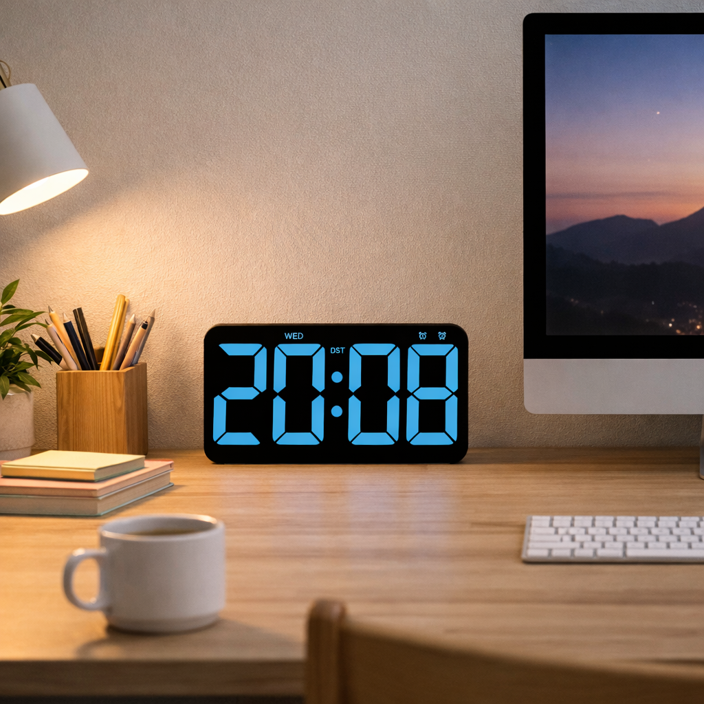 Horloge Murale Digitale LED Minimaliste – Silencieuse