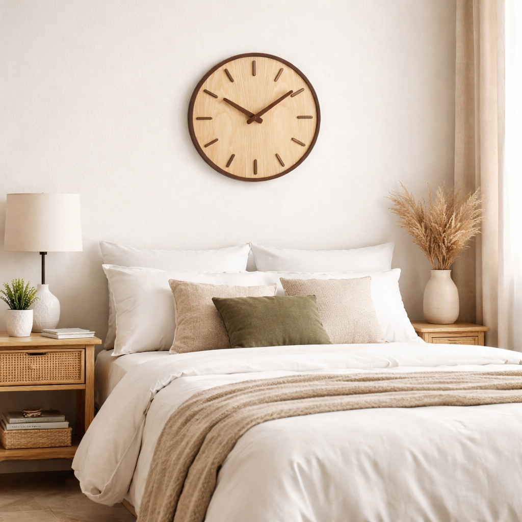 Horloge Murale en Bois de Noyer- Design Scandinave