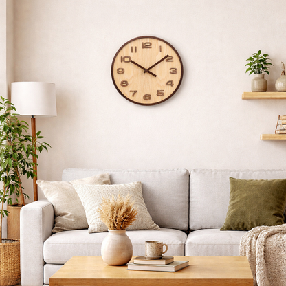 Horloge Murale en Bois de Noyer- Design Scandinave