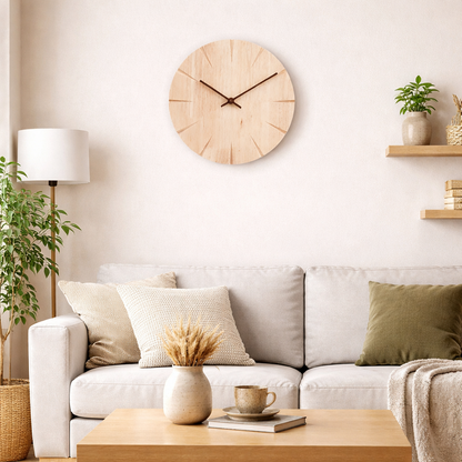 Horloge Murale Silencieuse en Bois Sculpté