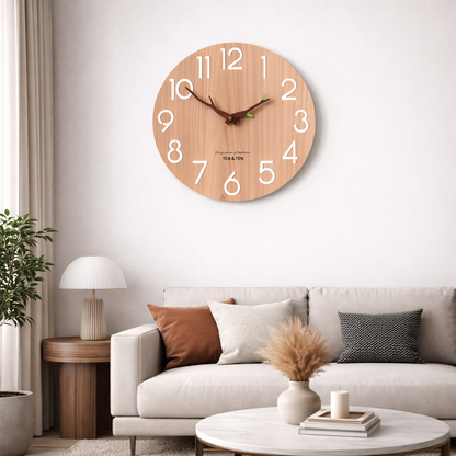 Horloge Murale en Bois Naturel Bambou