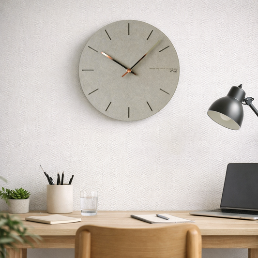 Horloge Murale Minimaliste en Bois – Effet Béton