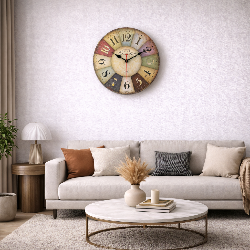 Horloge murale Vintage en Bois- Retro