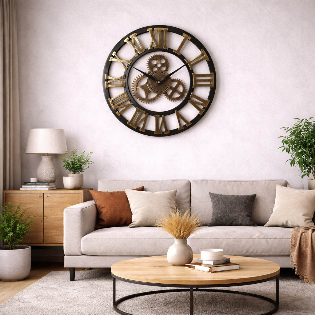 Horloge Murale Vintage Engrenages- Rétro Industrielle