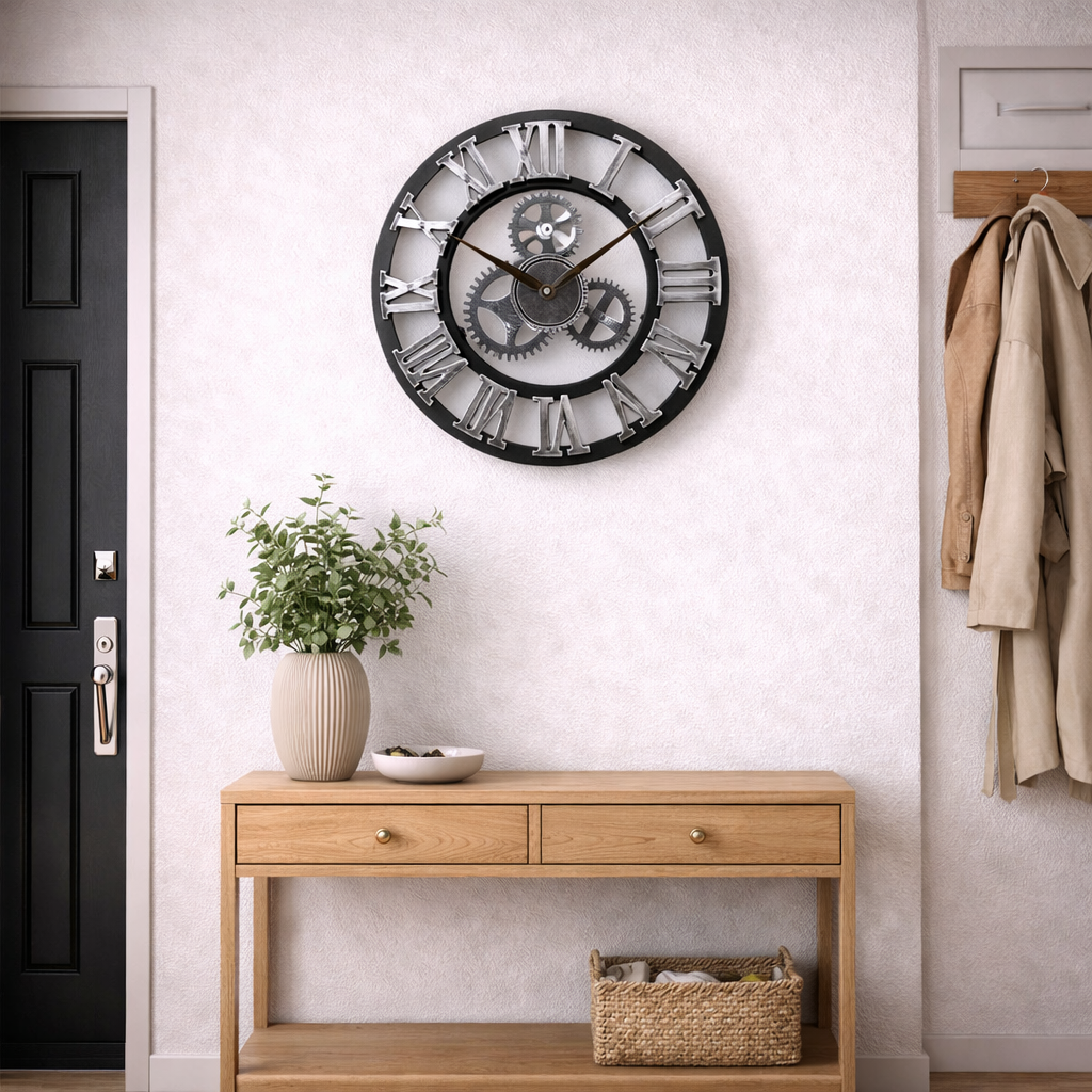 Horloge Murale Vintage Engrenages- Rétro Industrielle