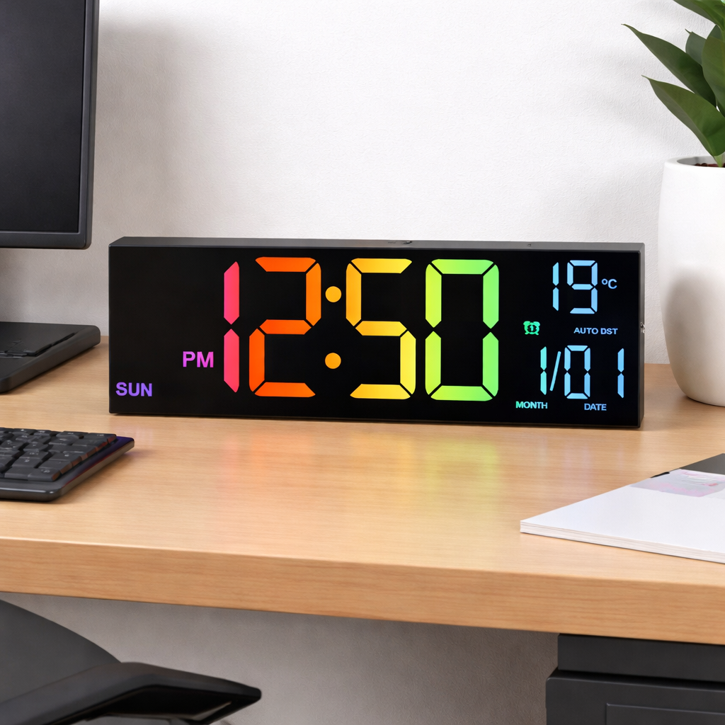 Horloge Murale Digitale LED  – Grand Affichage