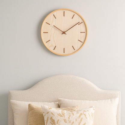 Horloge Murale silencieuse en Bois Naturel