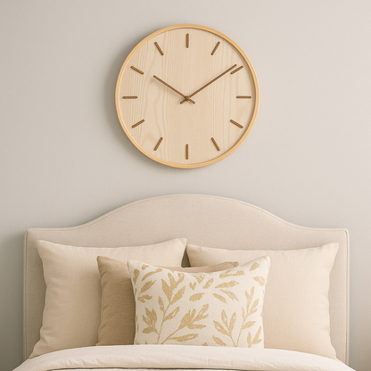 Horloge Murale silencieuse en Bois Naturel