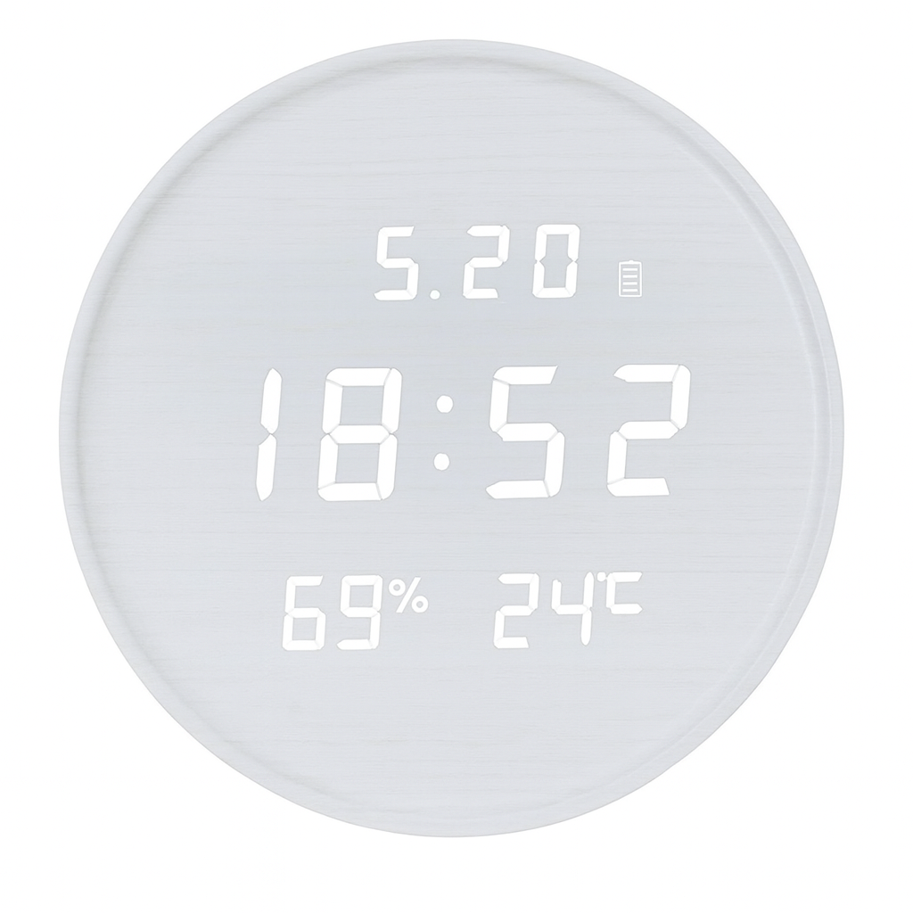 Horloge murale digitale en bois- Horloge numérique