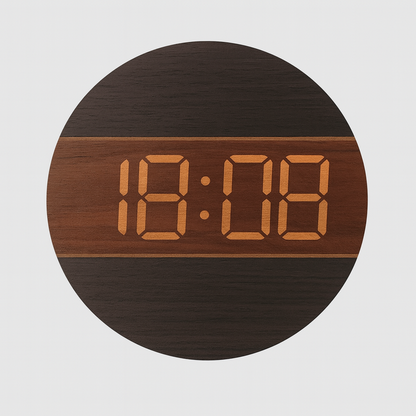 Horloge Murale digitale LED en Bois-  Numérique