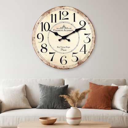 Horloge Murale Vintage en Bois Style Rétro Français