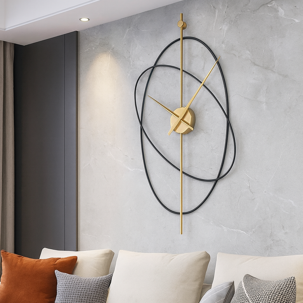 Horloge Murale Design Métal – Style Moderne avec Anneaux Décoratifs