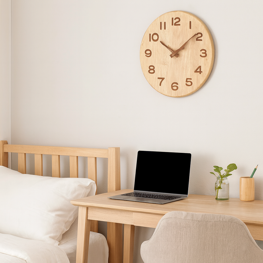 Horloge Murale Japonaise en Bois Massif