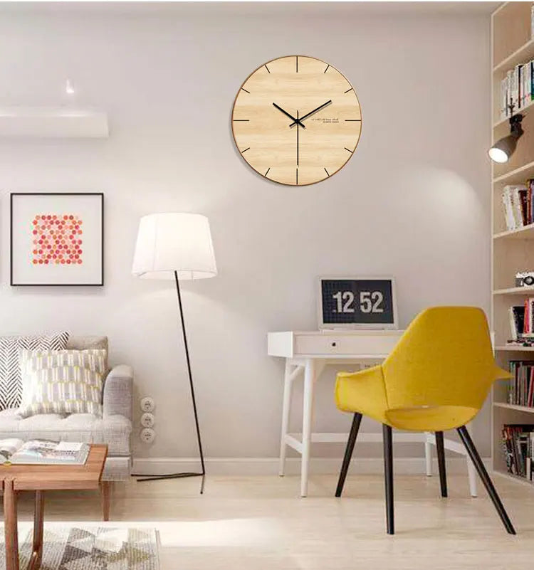 Horloge Murale Bois Naturel et Silencieuse
