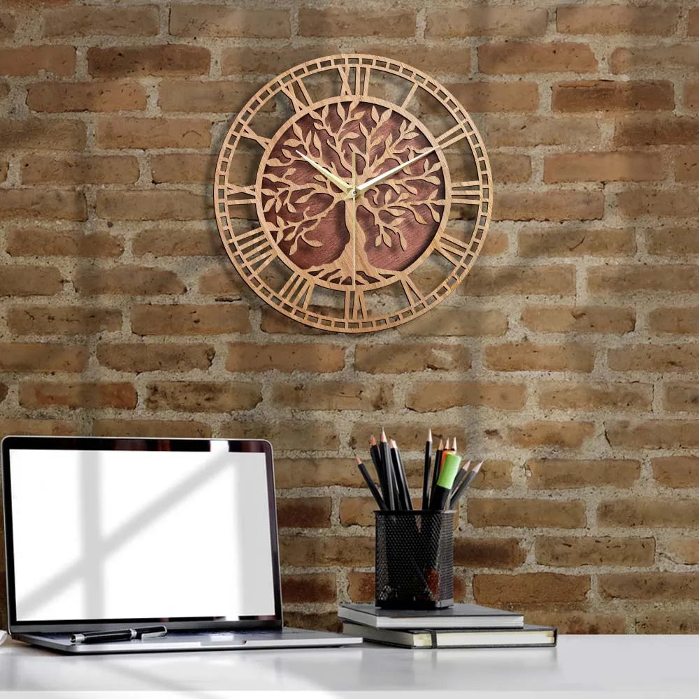 Horloge Murale Motif Arbre en Bois – Élégance Naturelle