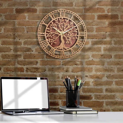 Horloge Murale Motif Arbre en Bois – Élégance Naturelle