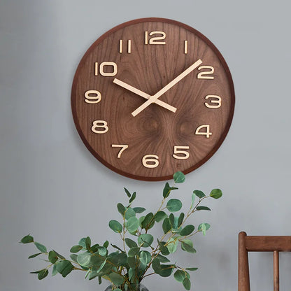 Horloge Murale en Bois de Noyer- Design Scandinave