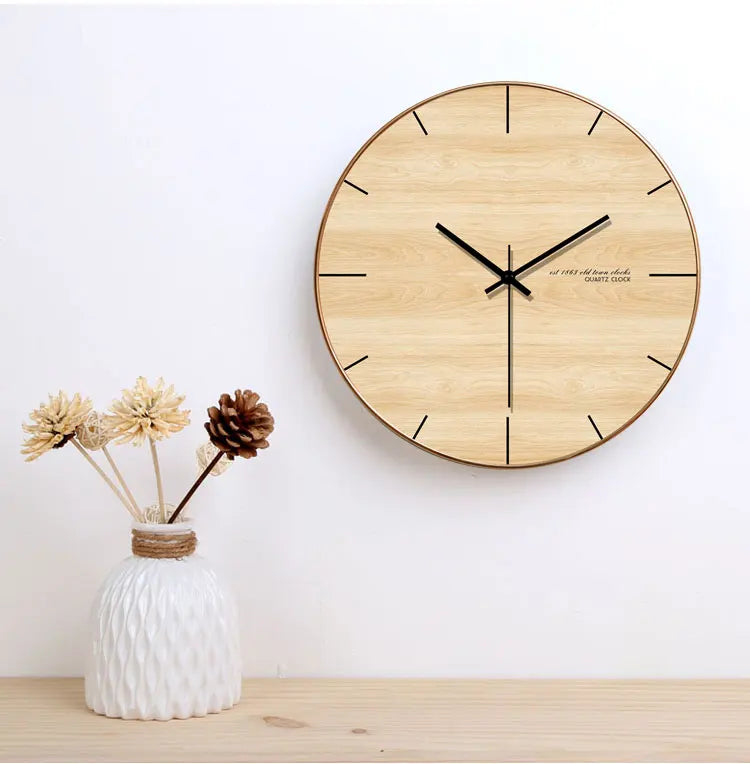 Horloge Murale Bois Naturel et Silencieuse