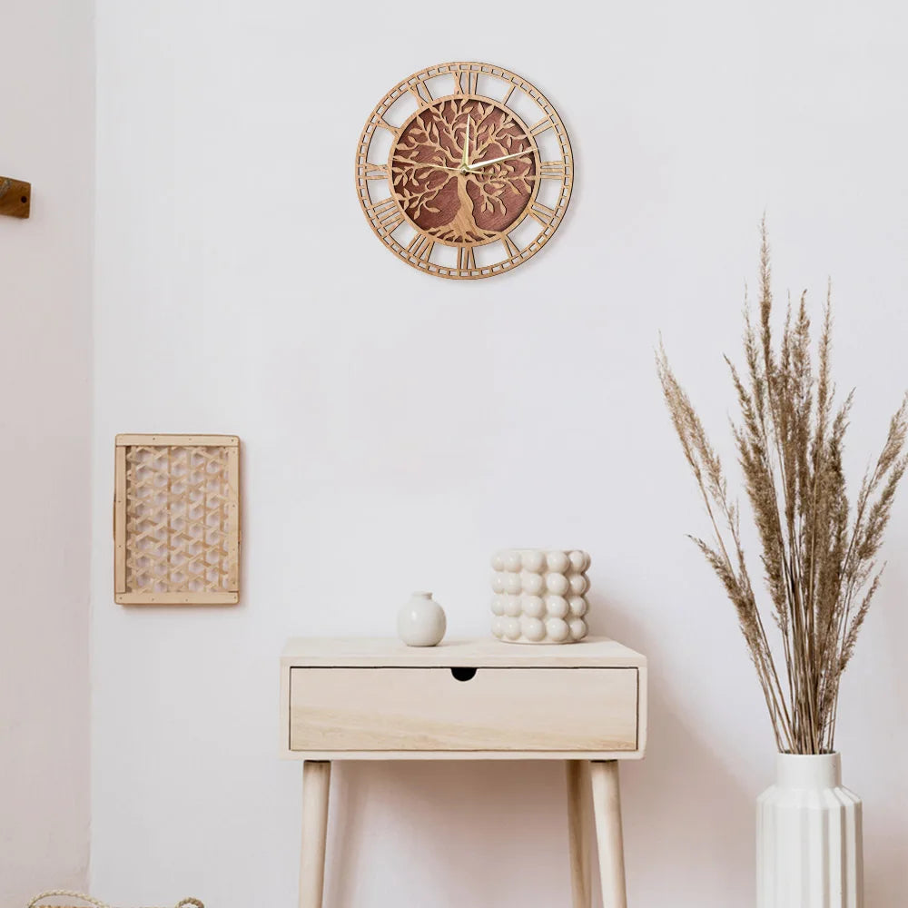 Horloge Murale Motif Arbre en Bois – Élégance Naturelle