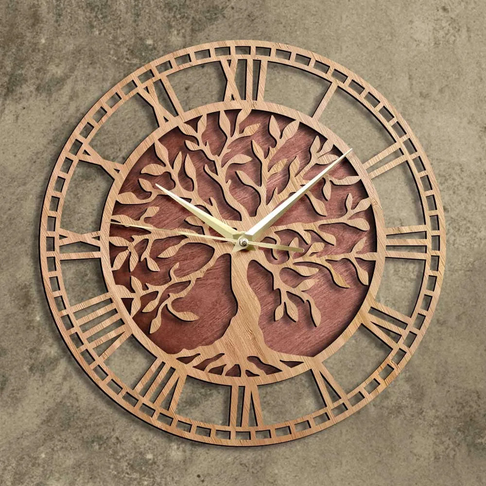 Horloge Murale Motif Arbre en Bois – Élégance Naturelle