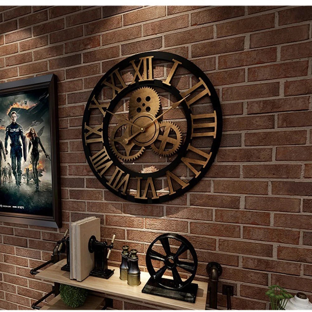 Horloge Murale Vintage Engrenages- Rétro Industrielle