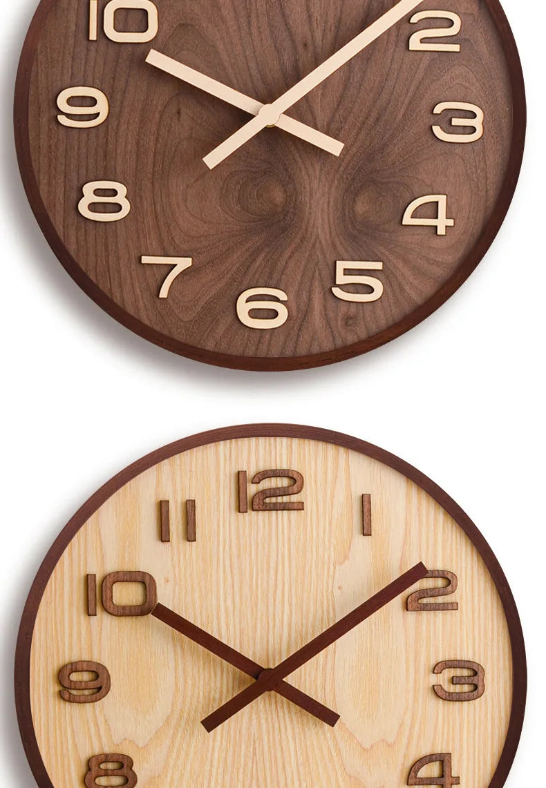 Horloge Murale en Bois de Noyer- Design Scandinave