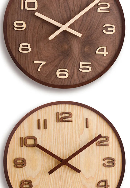Horloge Murale en Bois de Noyer- Design Scandinave