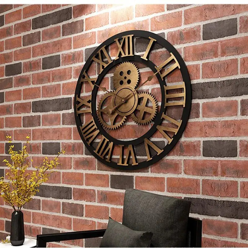 Horloge Murale Vintage Engrenages- Rétro Industrielle