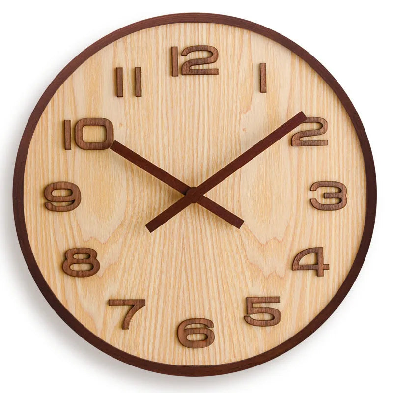 Horloge Murale en Bois de Noyer- Design Scandinave