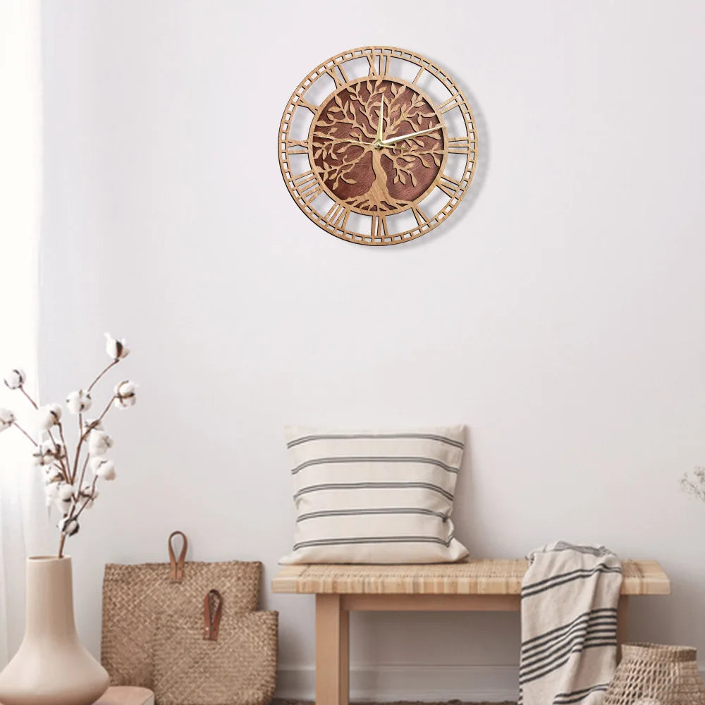 Horloge Murale Motif Arbre en Bois – Élégance Naturelle