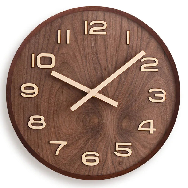 Horloge Murale en Bois de Noyer- Design Scandinave