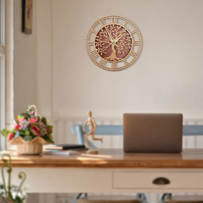 Horloge Murale Motif Arbre en Bois – Élégance Naturelle