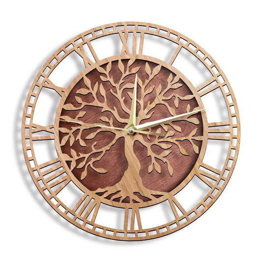 Horloge Murale Motif Arbre en Bois – Élégance Naturelle