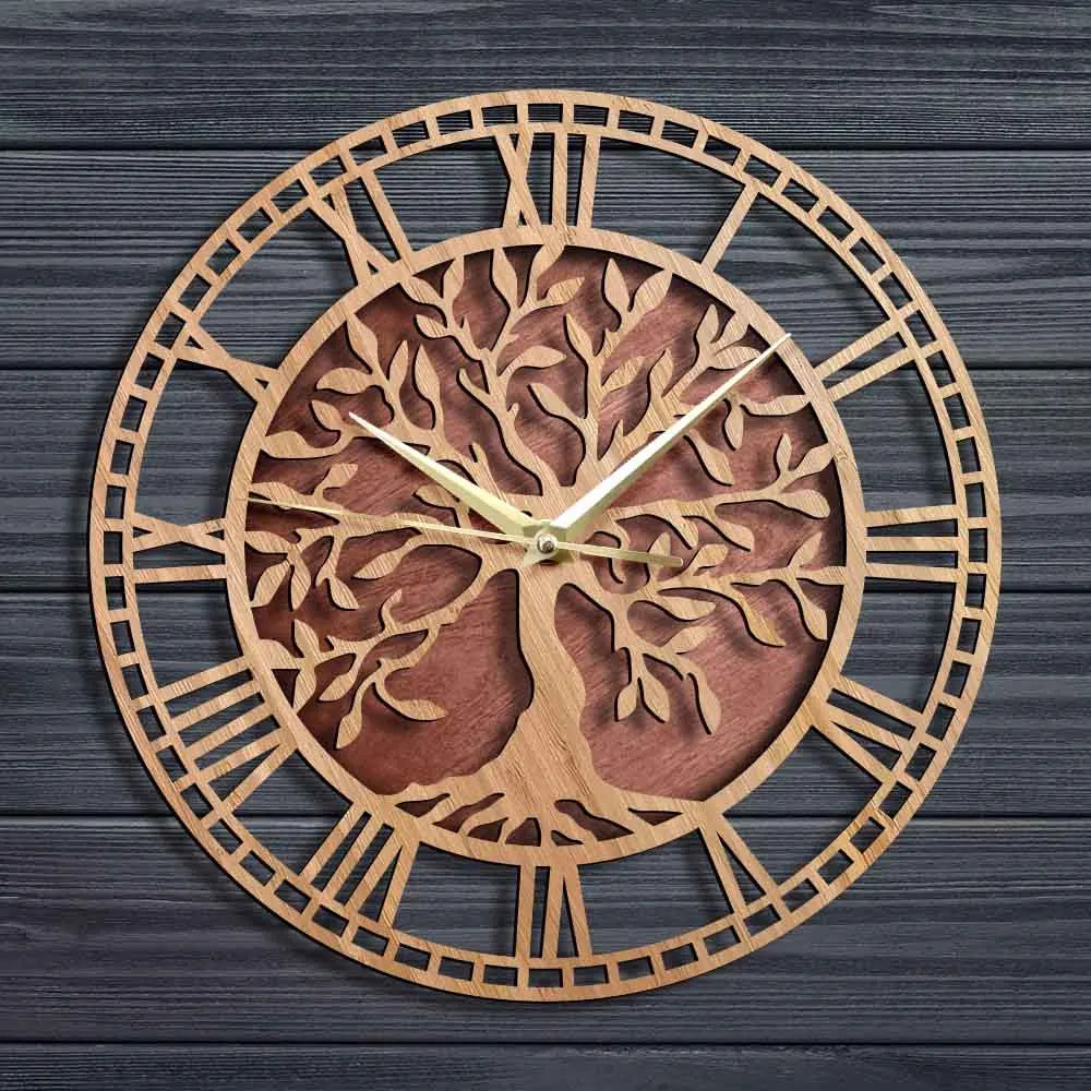 Horloge Murale Motif Arbre en Bois – Élégance Naturelle