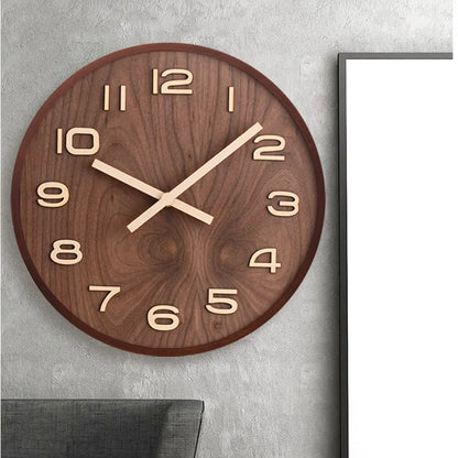 Horloge Murale en Bois de Noyer- Design Scandinave