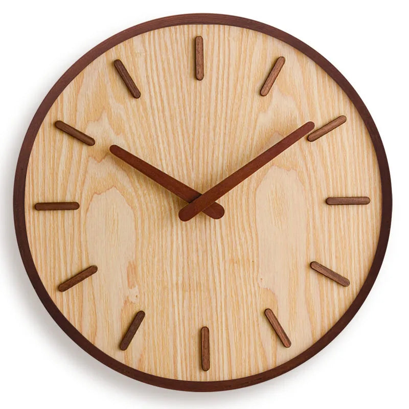 Horloge Murale en Bois de Noyer- Design Scandinave